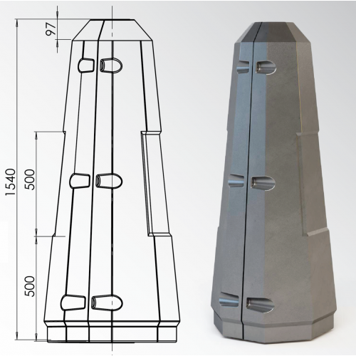 Цоколь восьмигранный стеклопластиковый А1 380х1540 мм в Рязани